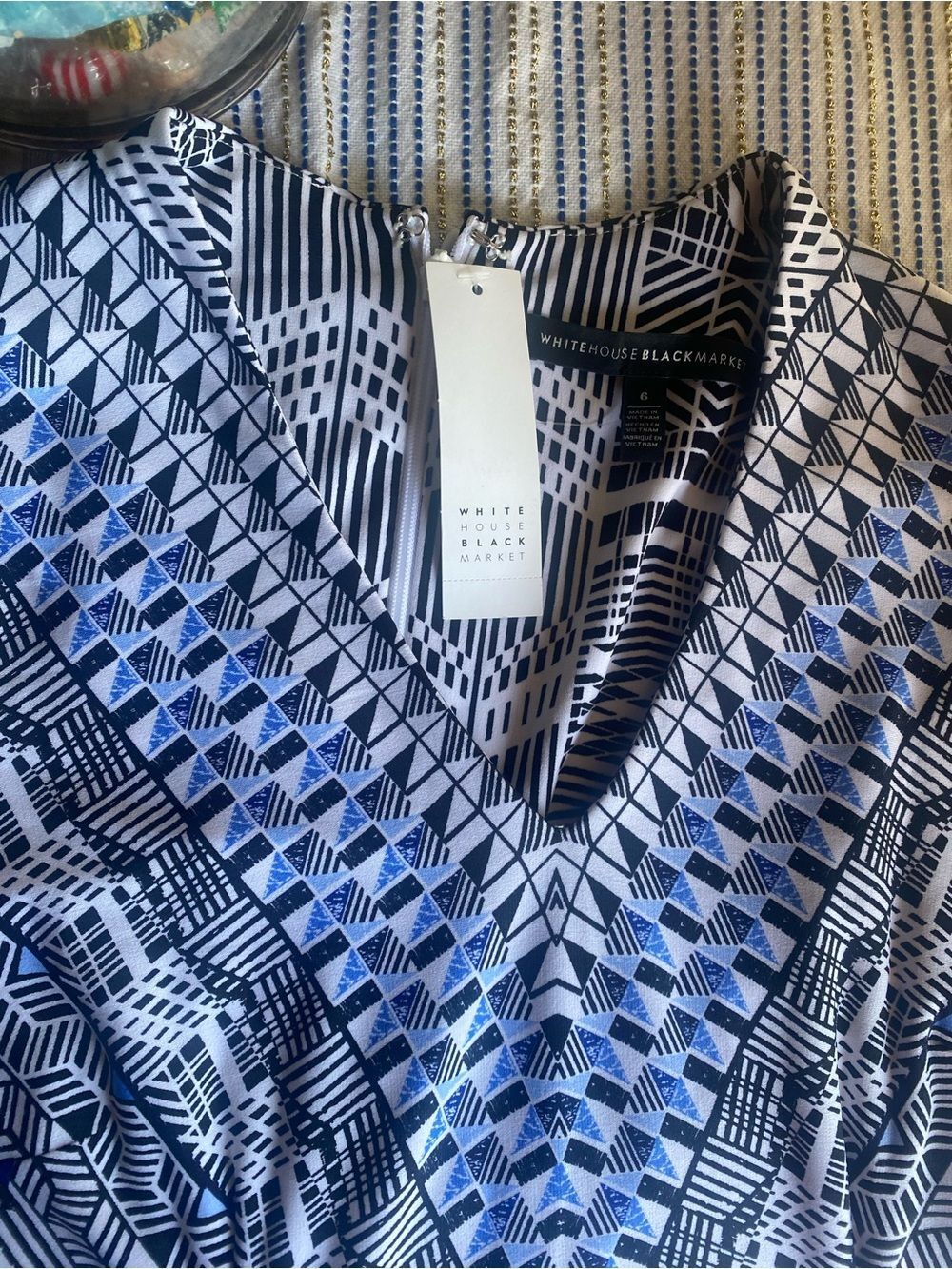 WHBM White House Black Market Multicolor Geo-Pattern Dress Size 6 NWT - Picture 4 of 13